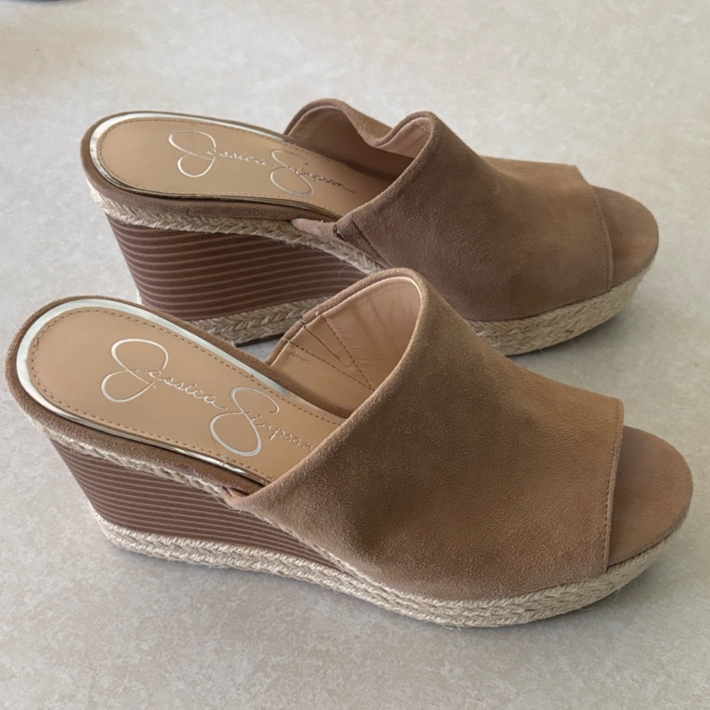 Jessica Simpson Brown Wedge Mules